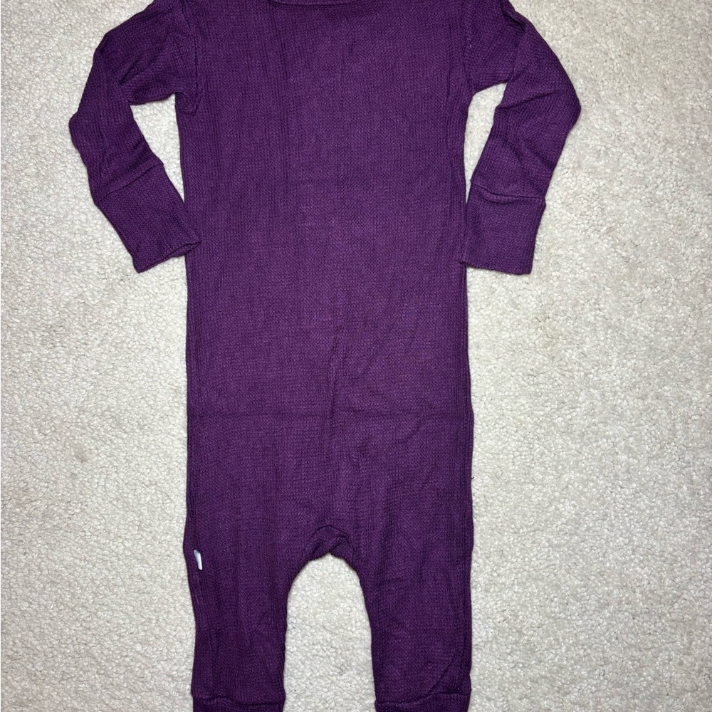 Posh Peanut Violet Waffle Knit Long Sleeve Baby Romper - Picture 5 of 10